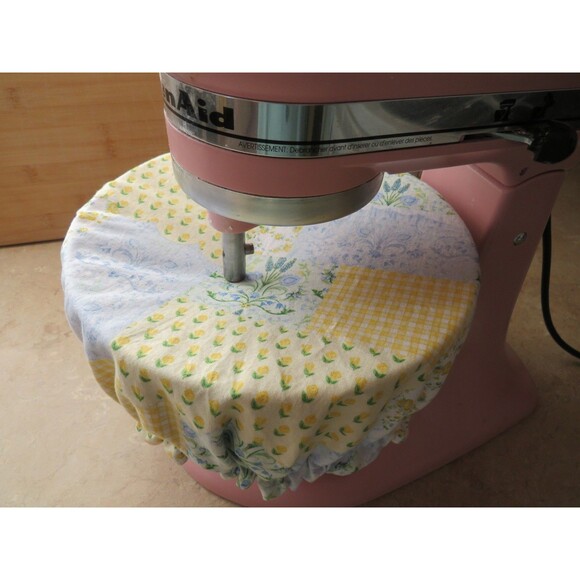 Kitchenaid Bowl Cover Reversible Yellow and Blue Floral with Chickens - Picture 7 of 9